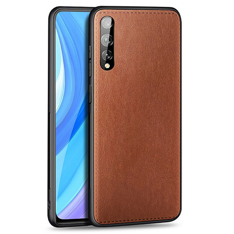 Custodia Lusso Pelle Cover per Huawei Y8p Marrone