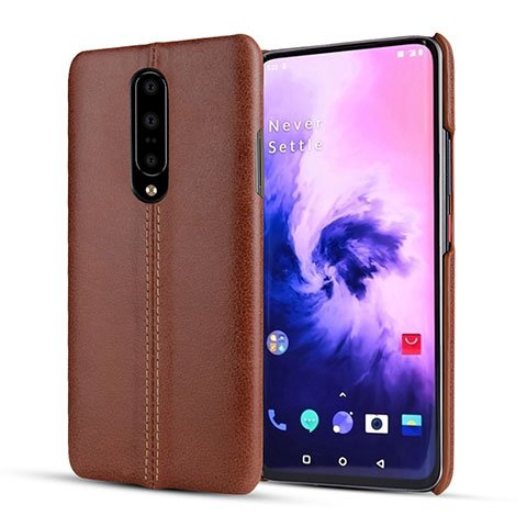 Custodia Lusso Pelle Cover per OnePlus 7 Pro Marrone