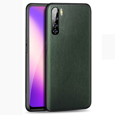 Custodia Lusso Pelle Cover per Oppo A91 Verde