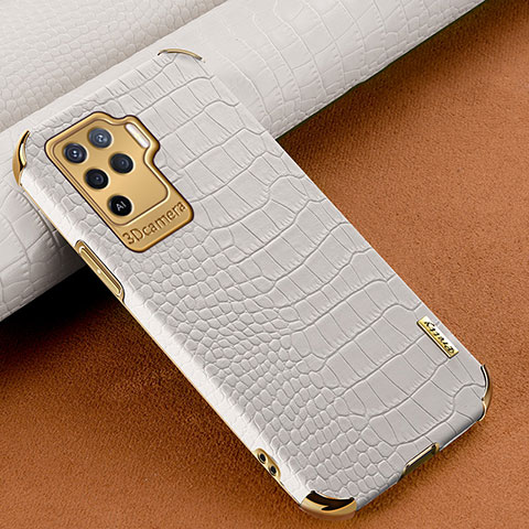 Custodia Lusso Pelle Cover per Oppo Reno5 F Bianco