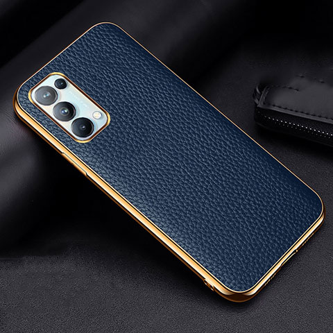 Custodia Lusso Pelle Cover per Oppo Reno5 Pro 5G Blu