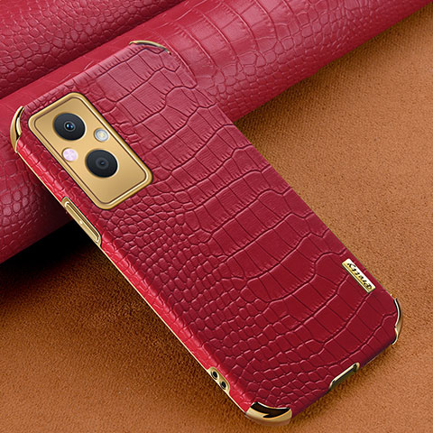 Custodia Lusso Pelle Cover per Oppo Reno7 Z 5G Rosso