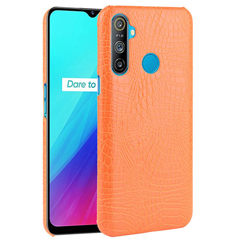 Custodia Lusso Pelle Cover per Realme C3 Arancione