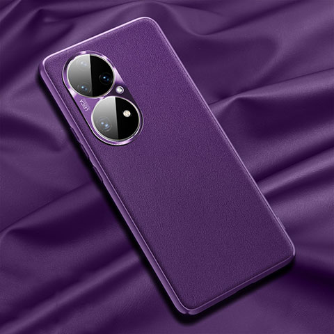 Custodia Lusso Pelle Cover QK1 per Huawei P50 Pro Viola