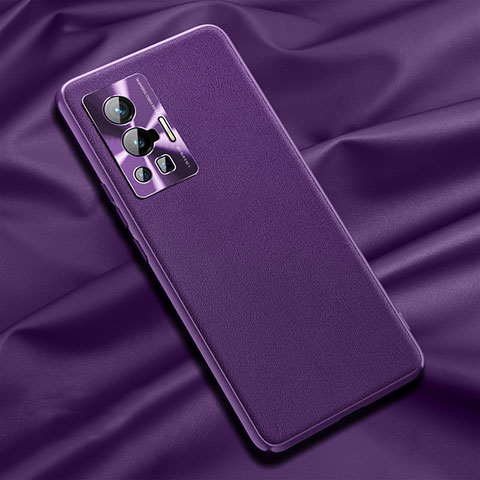 Custodia Lusso Pelle Cover QK1 per Vivo X70 Pro 5G Viola