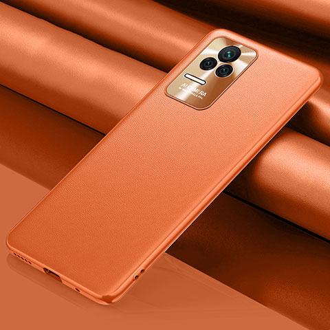 Custodia Lusso Pelle Cover QK1 per Xiaomi Redmi K40S 5G Arancione