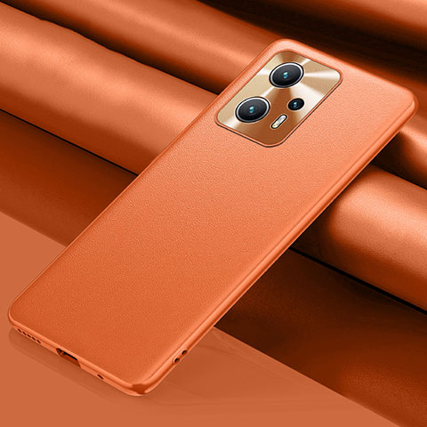 Custodia Lusso Pelle Cover QK1 per Xiaomi Redmi K50i 5G Arancione