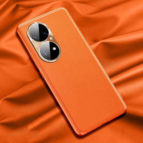 Custodia Lusso Pelle Cover QK4 per Huawei P50 Pro Arancione