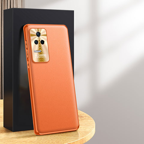 Custodia Lusso Pelle Cover QK5 per Xiaomi Redmi K50 Pro 5G Arancione