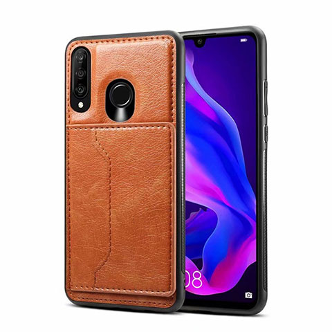 Custodia Lusso Pelle Cover R01 per Huawei P30 Lite Arancione