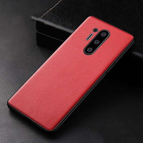 Custodia Lusso Pelle Cover R01 per OnePlus 8 Pro Rosso