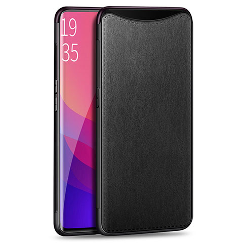 Custodia Lusso Pelle Cover R01 per Oppo Find X Nero