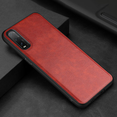 Custodia Lusso Pelle Cover R01 per Oppo Find X2 Rosso