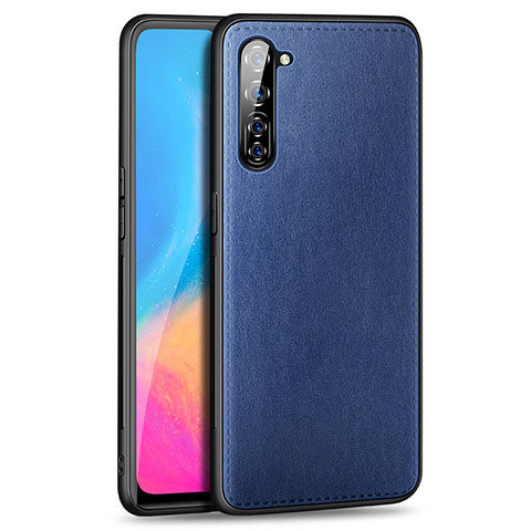 Custodia Lusso Pelle Cover R01 per Oppo Reno3 Blu