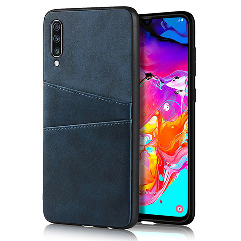 Custodia Lusso Pelle Cover R01 per Samsung Galaxy A70 Blu