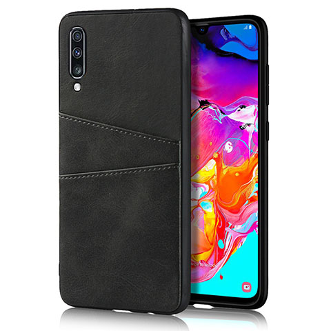 Custodia Lusso Pelle Cover R01 per Samsung Galaxy A70S Nero