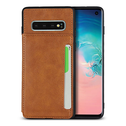 Custodia Lusso Pelle Cover R01 per Samsung Galaxy S10 Arancione