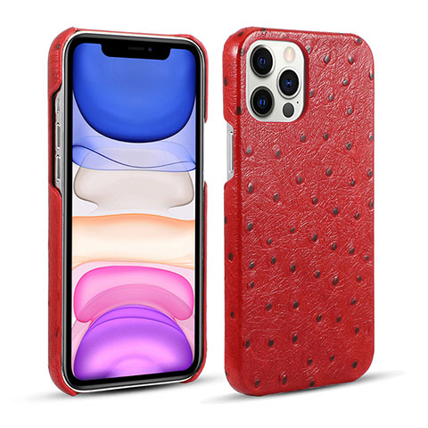 Custodia Lusso Pelle Cover R02 per Apple iPhone 12 Pro Max Rosso