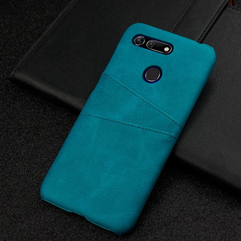 Custodia Lusso Pelle Cover R02 per Huawei Honor View 20 Ciano