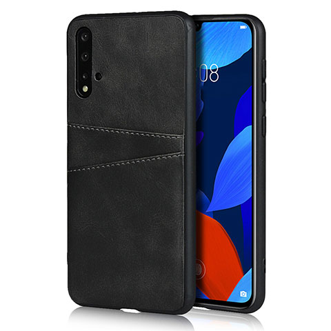 Custodia Lusso Pelle Cover R02 per Huawei Nova 5 Nero