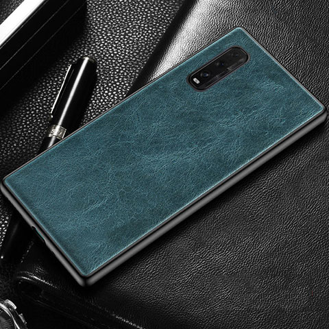 Custodia Lusso Pelle Cover R02 per Oppo Find X2 Blu