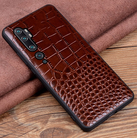 Custodia Lusso Pelle Cover R02 per Xiaomi Mi Note 10 Marrone