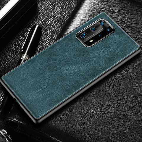 Custodia Lusso Pelle Cover R03 per Huawei P40 Pro+ Plus Blu