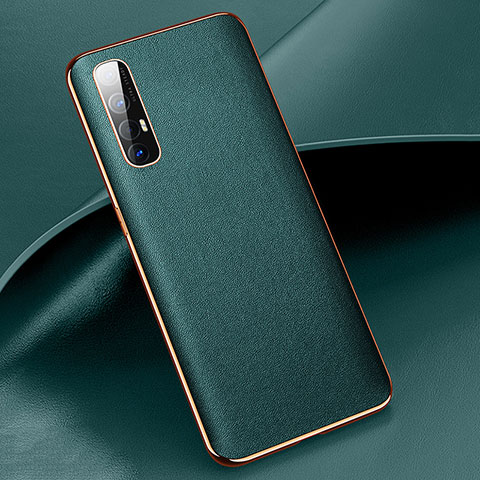 Custodia Lusso Pelle Cover R03 per Oppo Find X2 Neo Verde