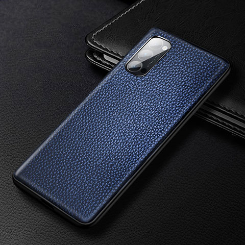 Custodia Lusso Pelle Cover R03 per Oppo Reno4 5G Blu