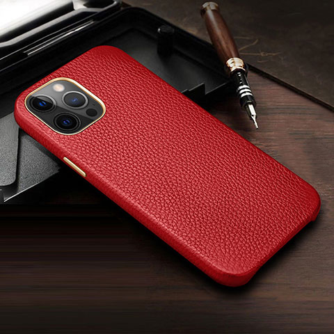 Custodia Lusso Pelle Cover R04 per Apple iPhone 12 Pro Rosso