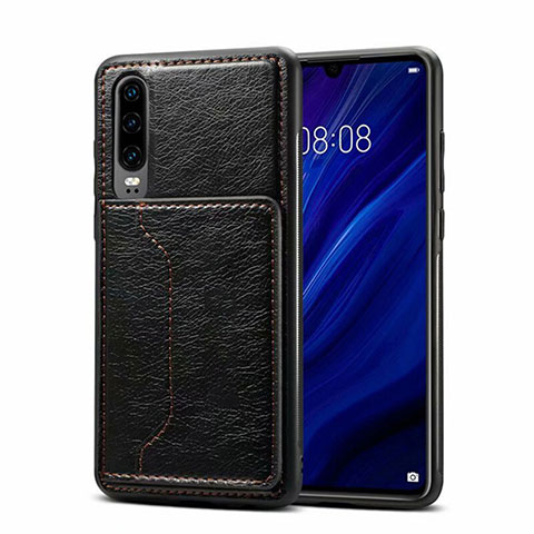 Custodia Lusso Pelle Cover R05 per Huawei P30 Nero