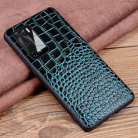 Custodia Lusso Pelle Cover R05 per Huawei P40 Pro Blu