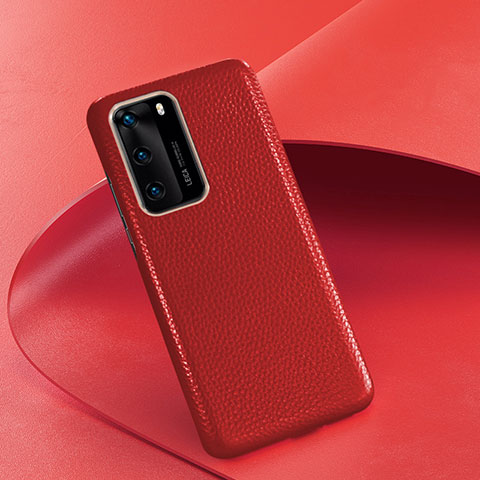 Custodia Lusso Pelle Cover R05 per Huawei P40 Rosso