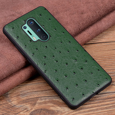 Custodia Lusso Pelle Cover R05 per OnePlus 8 Pro Verde