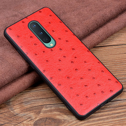 Custodia Lusso Pelle Cover R05 per OnePlus 8 Rosso