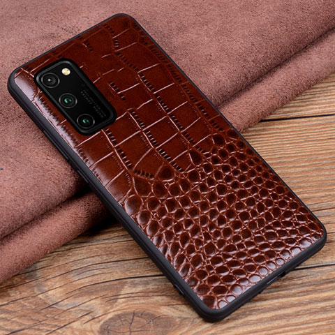 Custodia Lusso Pelle Cover R08 per Huawei Honor V30 Pro 5G Marrone