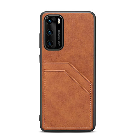 Custodia Lusso Pelle Cover R08 per Huawei P40 Arancione