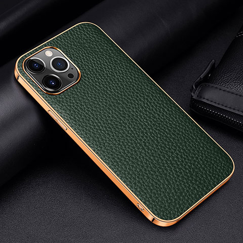 Custodia Lusso Pelle Cover S01 per Apple iPhone 13 Pro Verde