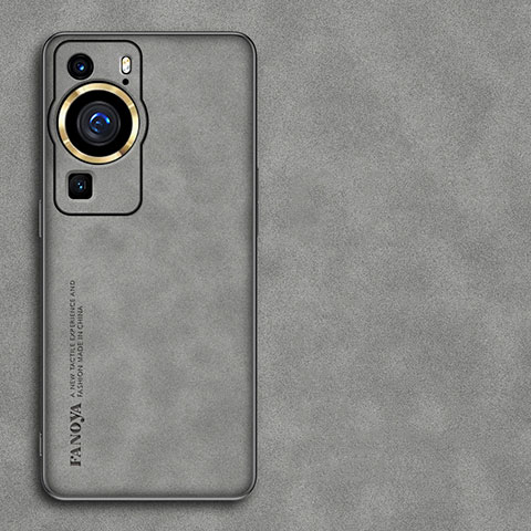 Custodia Lusso Pelle Cover S01 per Huawei P60 Grigio