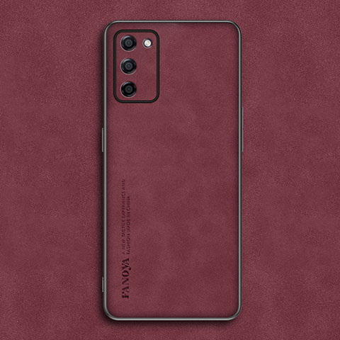 Custodia Lusso Pelle Cover S01 per Oppo A53s 5G Rosso