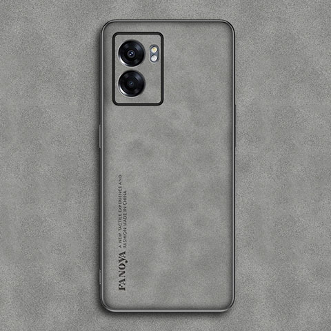 Custodia Lusso Pelle Cover S01 per Oppo A77 5G Grigio