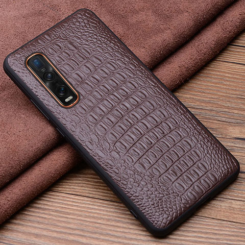 Custodia Lusso Pelle Cover S01 per Oppo Find X2 Pro Marrone