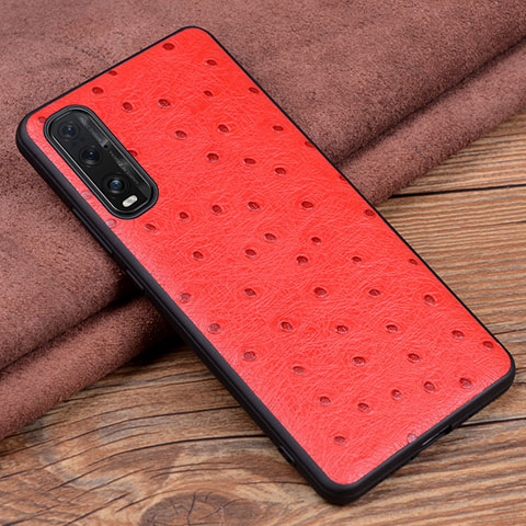 Custodia Lusso Pelle Cover S01 per Oppo Find X2 Rosso