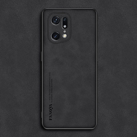 Custodia Lusso Pelle Cover S01 per Oppo Find X5 5G Nero