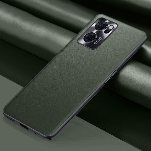 Custodia Lusso Pelle Cover S01 per Oppo Find X5 Lite 5G Verde