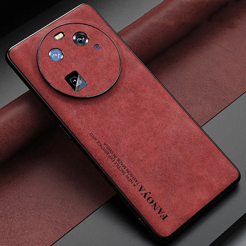 Custodia Lusso Pelle Cover S01 per Oppo Find X6 5G Rosso