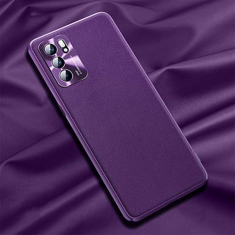 Custodia Lusso Pelle Cover S01 per Oppo Reno6 5G Viola