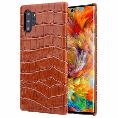 Custodia Lusso Pelle Cover S01 per Samsung Galaxy Note 10 Plus Marrone