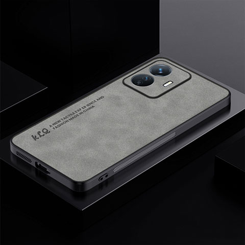 Custodia Lusso Pelle Cover S01 per Vivo iQOO Z6 Lite 5G Grigio