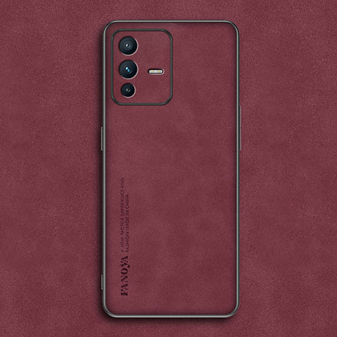 Custodia Lusso Pelle Cover S01 per Vivo V23 Pro 5G Rosso